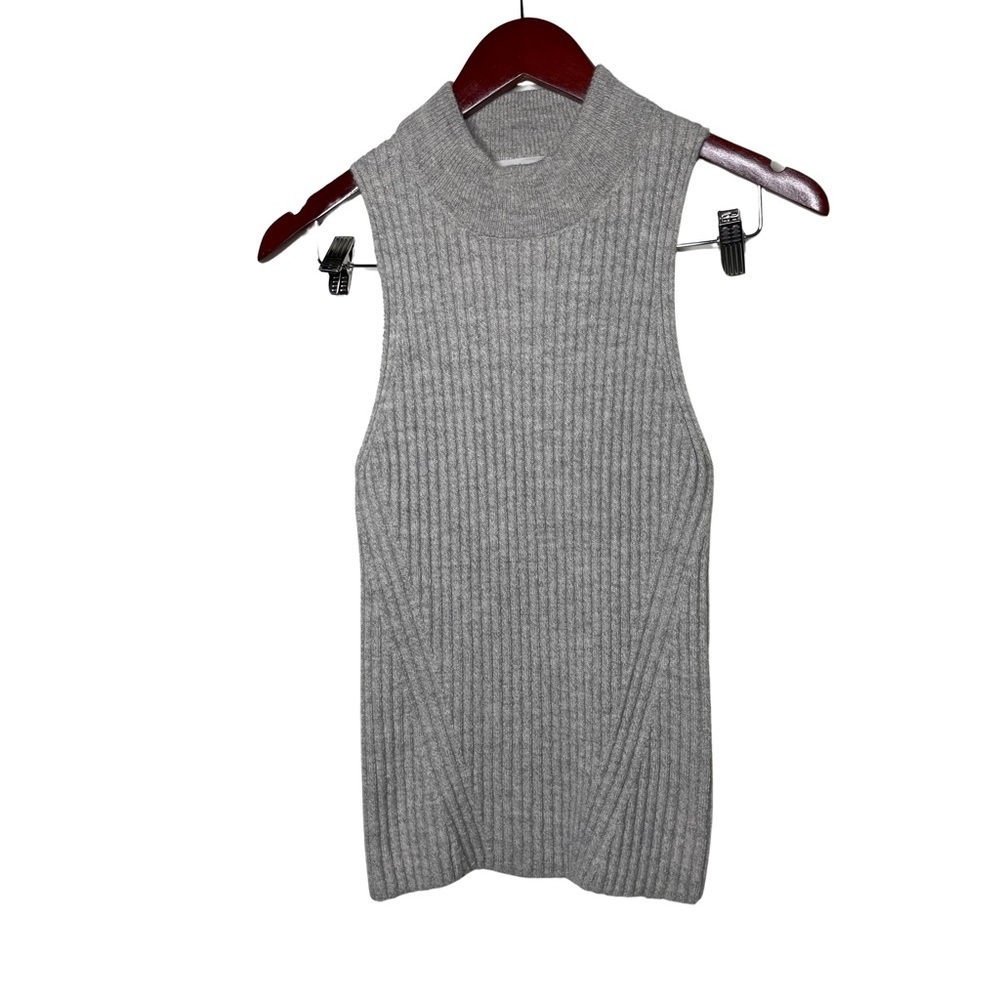 Eleven Six grey cashmere ribbed turtleneck sleeveless top sz S